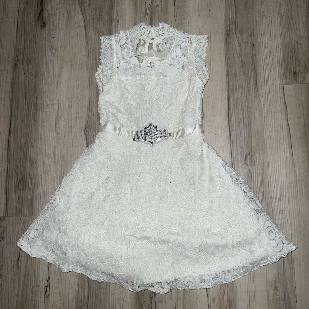 Girls white lace dress
